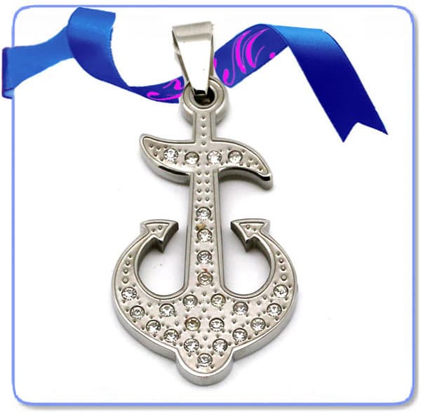 CRYSTAL stainless steel anchor pendant